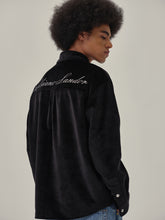 Load image into Gallery viewer, Black Velvet Shirt Jacket