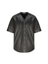 Load image into Gallery viewer, Black Leather Baseball Shirt