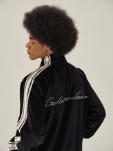 Load image into Gallery viewer, Black & White Velvet Stripe Patchwork Jacket