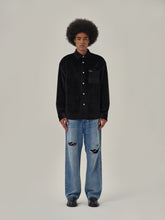 Load image into Gallery viewer, Black Velvet Shirt Jacket