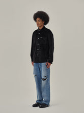 Load image into Gallery viewer, Black Velvet Shirt Jacket