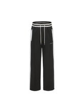 Load image into Gallery viewer, Black & White Retro Patchwork School Uniform Sweatpants