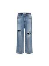 Load image into Gallery viewer, Light Blue Washed Ripped Jeans