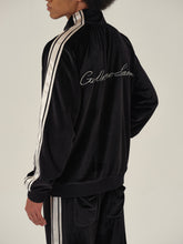 Load image into Gallery viewer, Black & White Velvet Stripe Patchwork Jacket