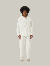 Load image into Gallery viewer, Cream White Casual Patchwork Hoodie