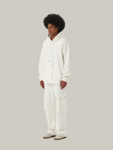Load image into Gallery viewer, Cream White Casual Patchwork Hoodie
