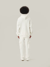 Load image into Gallery viewer, Cream White Casual Patchwork Hoodie