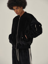Load image into Gallery viewer, Black Velvet Flight Jacket