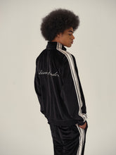 Load image into Gallery viewer, Black & White Velvet Stripe Patchwork Jacket