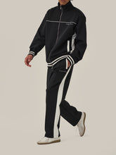 Load image into Gallery viewer, Black & White Retro Patchwork School Uniform Sweatpants