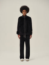 Load image into Gallery viewer, Black & White Velvet Stripe Patchwork Jacket