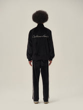 Load image into Gallery viewer, Black & White Velvet Stripe Patchwork Jacket
