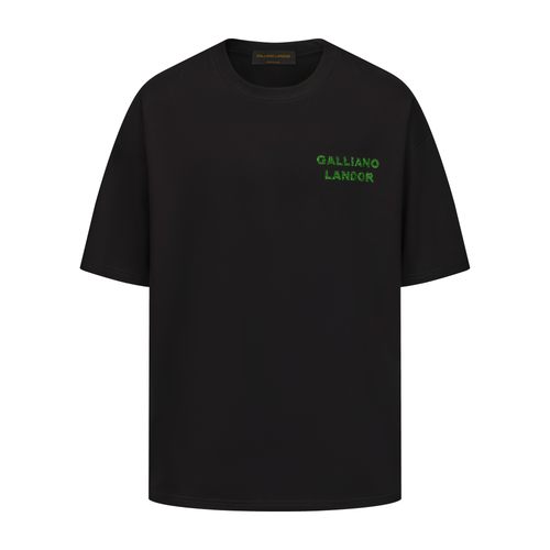 Black Green Rhinestone Logo T-shirt