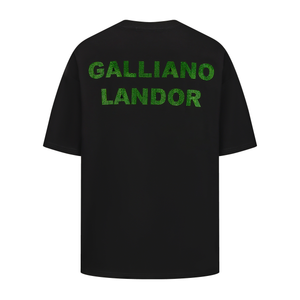 Black Green Rhinestone Logo T-shirt