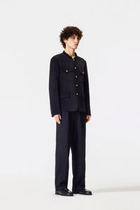 Black Corduroy Chinese Tunic Suit