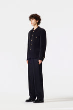 Load image into Gallery viewer, Black Corduroy Chinese Tunic Suit