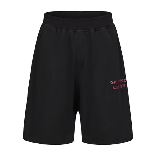 Black Pink Rhinestone Logo Shorts