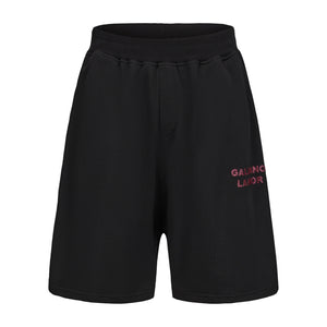 Black Pink Rhinestone Logo Shorts