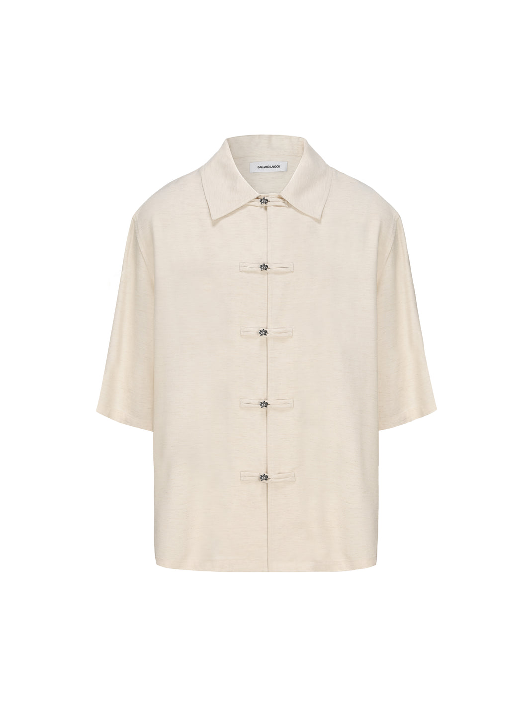 Beige Linen Short Sleeve Tang Suit