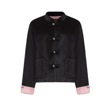 Load image into Gallery viewer, Black and Pink Velvet Tang Suit For Kids