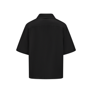 Black Acetic Acid Linen Short Sleeve Tang Suit