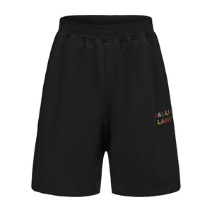 Black Rainbow Rhinestone Logo Shorts