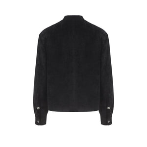 Black Corduroy Chinese Tunic Suit