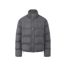 Load image into Gallery viewer, Modern Gray Suede Zip Puffer Down Jacket