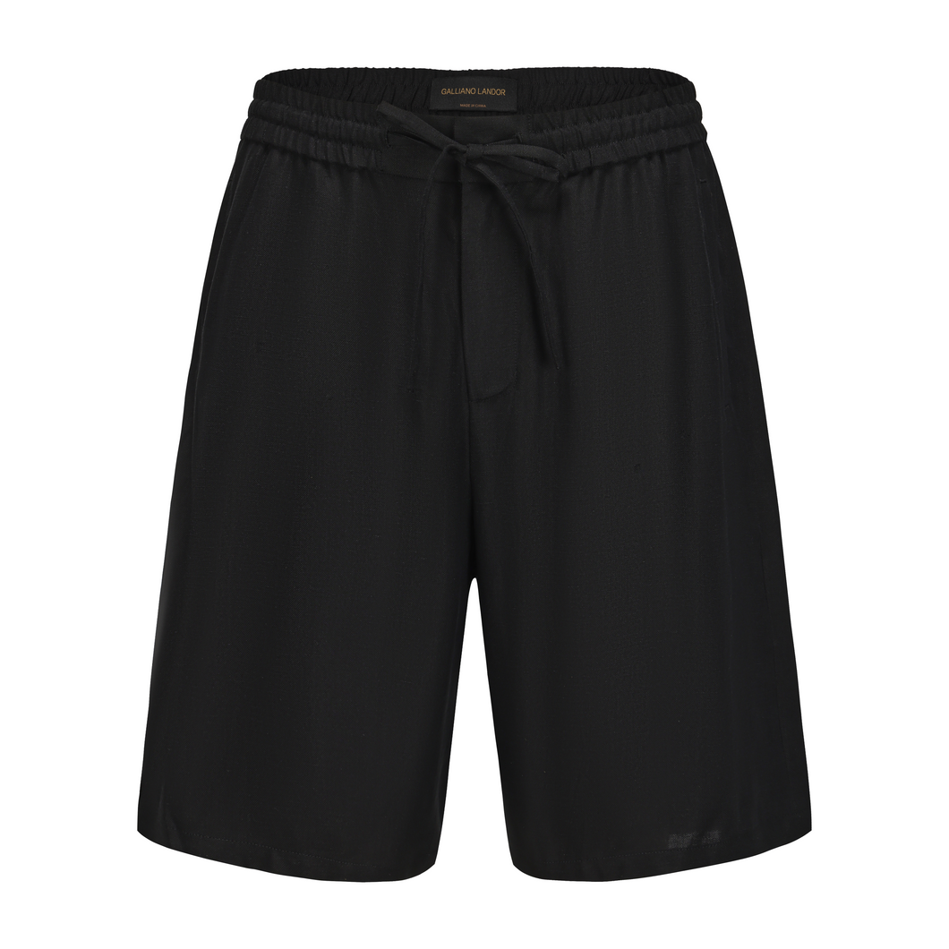 Black Tencel Linen Shorts