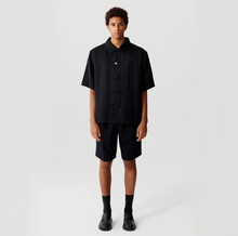 Load image into Gallery viewer, Black Acetic Acid Linen Short Sleeve Tang Suit