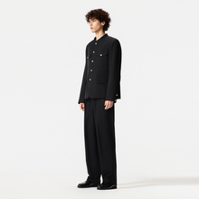 Load image into Gallery viewer, Black twill long-sleeved ChineseTunic Suit