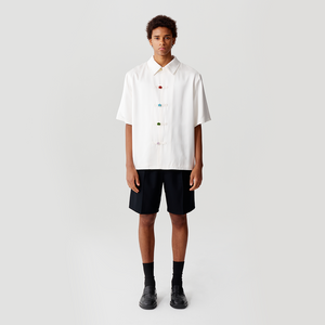 Cream White Acetic Acid Linen Short Sleeve Tang Suit