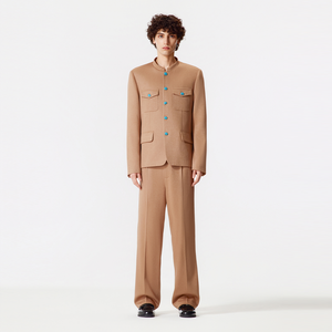 Khaki Chinese Tunic Suit