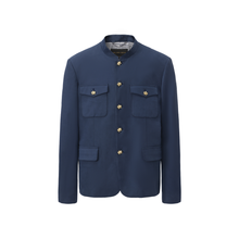 Load image into Gallery viewer, Navy Blue Suede Chinese Tunic Suit