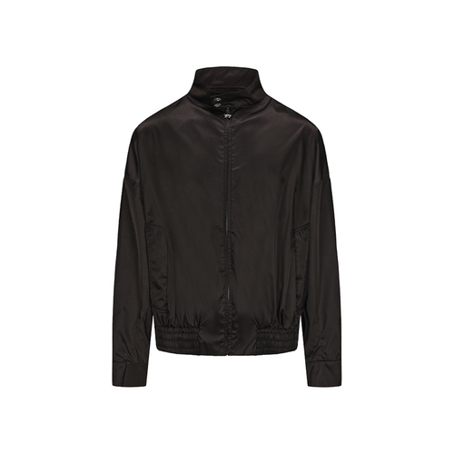 Black Silk Nylon Harrington Jacket