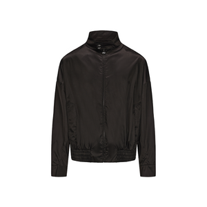 Black Silk Nylon Harrington Jacket