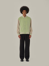 Load image into Gallery viewer, Avocado Green Velvet Wool Patchwork Baseball Jacket