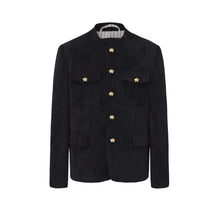 Load image into Gallery viewer, Black Corduroy Chinese Tunic Suit