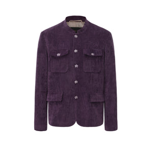 Violet Corduroy Chinese Tunic Suit