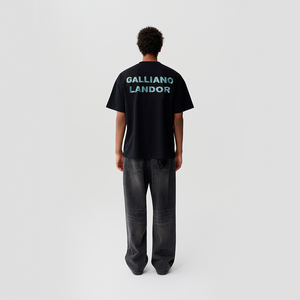 Black Blue Rhinestone Logo T-shirt