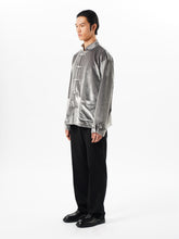 Load image into Gallery viewer, Jewel Button Mercury Gray Velvet Tang Suit Jacket