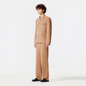 Khaki Chinese Tunic Suit