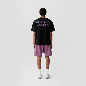 Black Purple Rhinestone Logo T-shirt