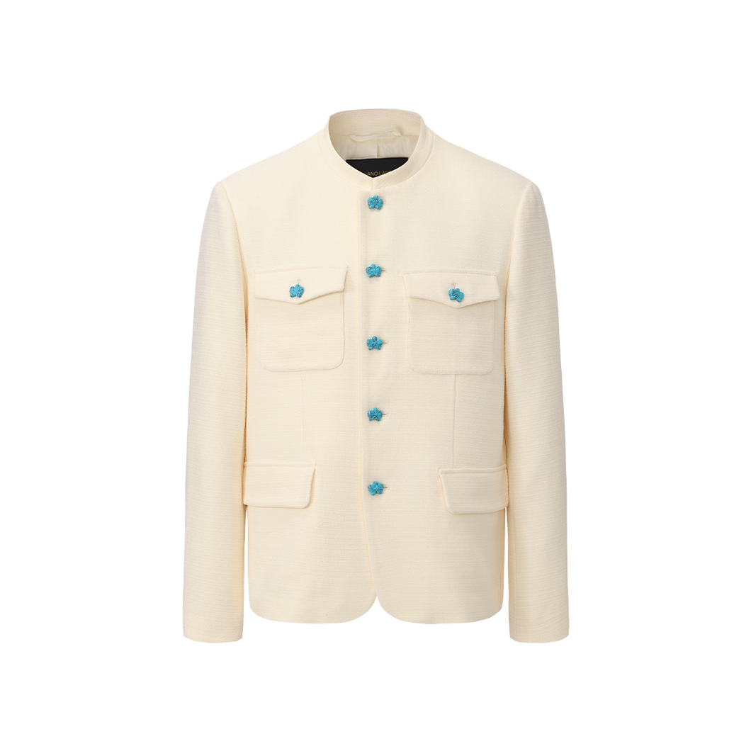 Cream White Chinese Tunic Suit