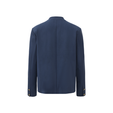 Load image into Gallery viewer, Navy Blue Suede Chinese Tunic Suit