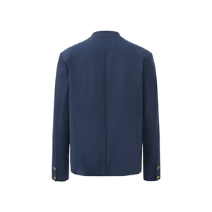 Navy Blue Suede Chinese Tunic Suit