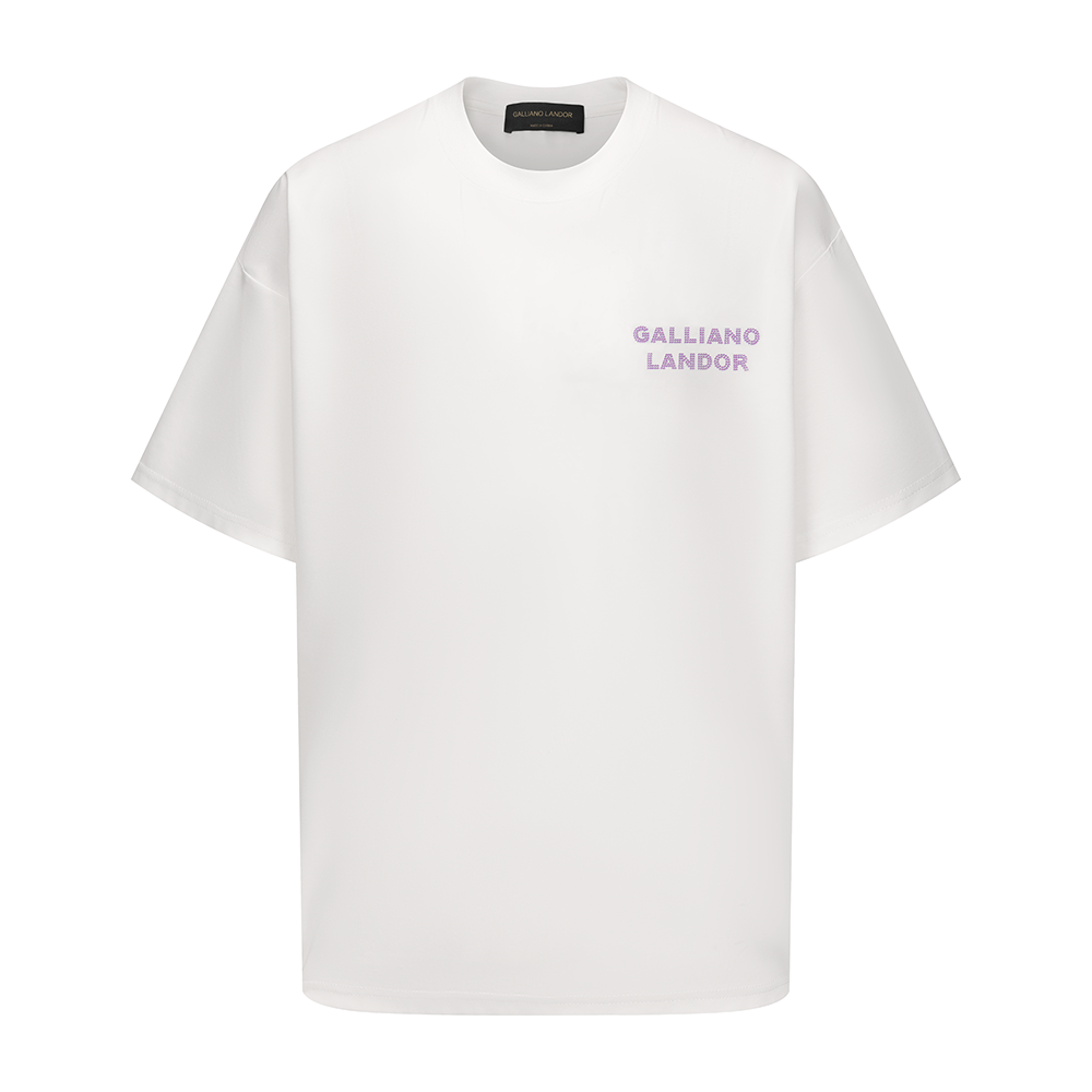 White Purple Rhinestone Logo T-shirt