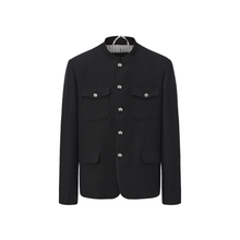 Load image into Gallery viewer, Black twill long-sleeved ChineseTunic Suit