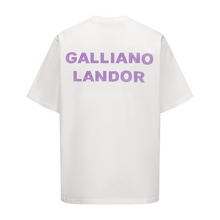 Load image into Gallery viewer, White Purple Rhinestone Logo T-shirt