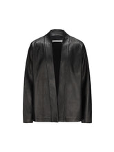 Load image into Gallery viewer, Black Leather Kimono Jacket